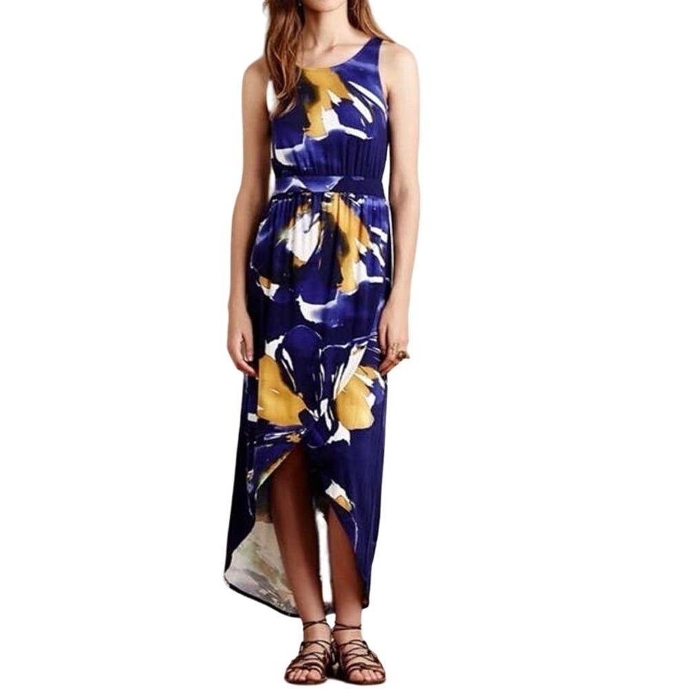 Weston Wear ANTHROPOLOGIE Manzanita Floral Tropical Hi-Low Wrap Dress - Sz Small